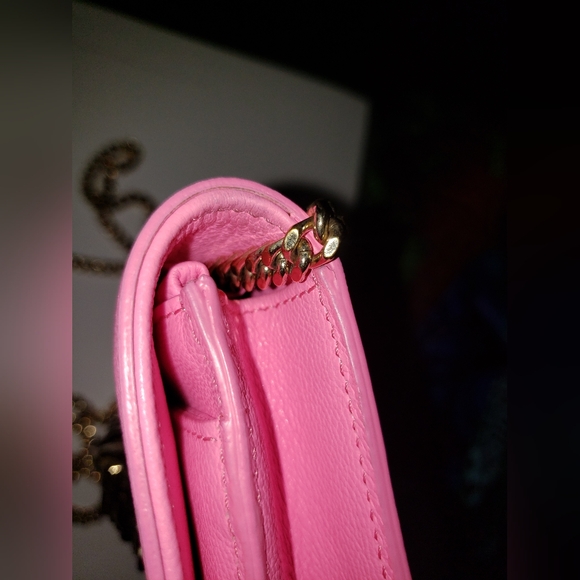 Versace Grained Calfskin Palazzo Chain Bag Crossbody  Shoulder  Pink Barbie - Picture 7 of 17